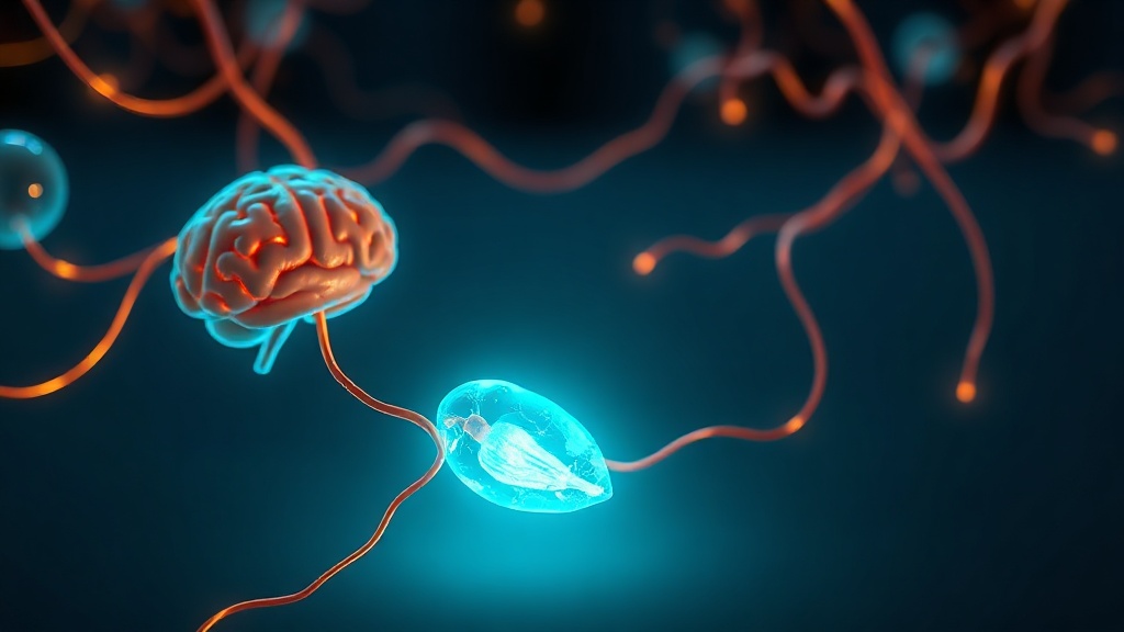 Conceptual illustration of a nerve signal from the brain reaching a salivary gland that is dimming