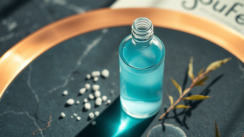 An alcohol-free mouthwash beside its key active ingredients