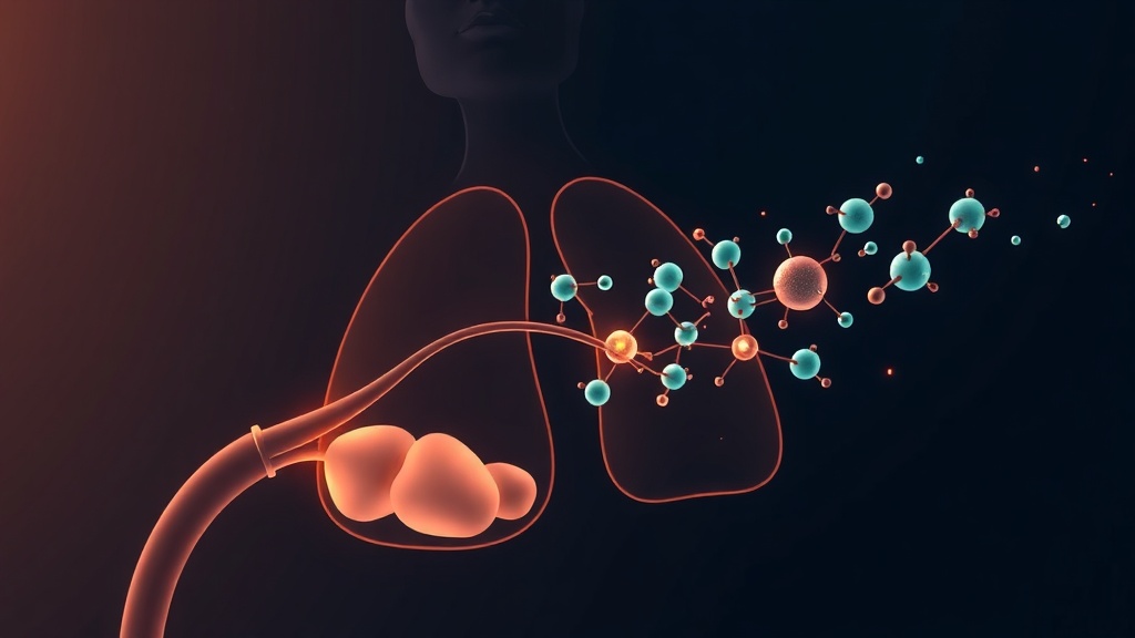 Conceptual illustration of fat metabolism producing acetone that leaves the body through the lungs on the breath