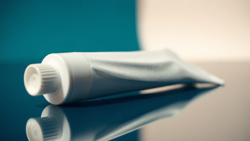 A tube of baking soda toothpaste with a ribbon of paste showing fine crystals