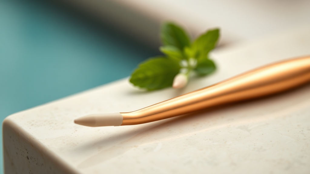 Soft rubber-tip gum stimulator resting against a clean gumline