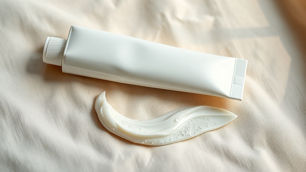 A tube of hydroxyapatite toothpaste on a clean background