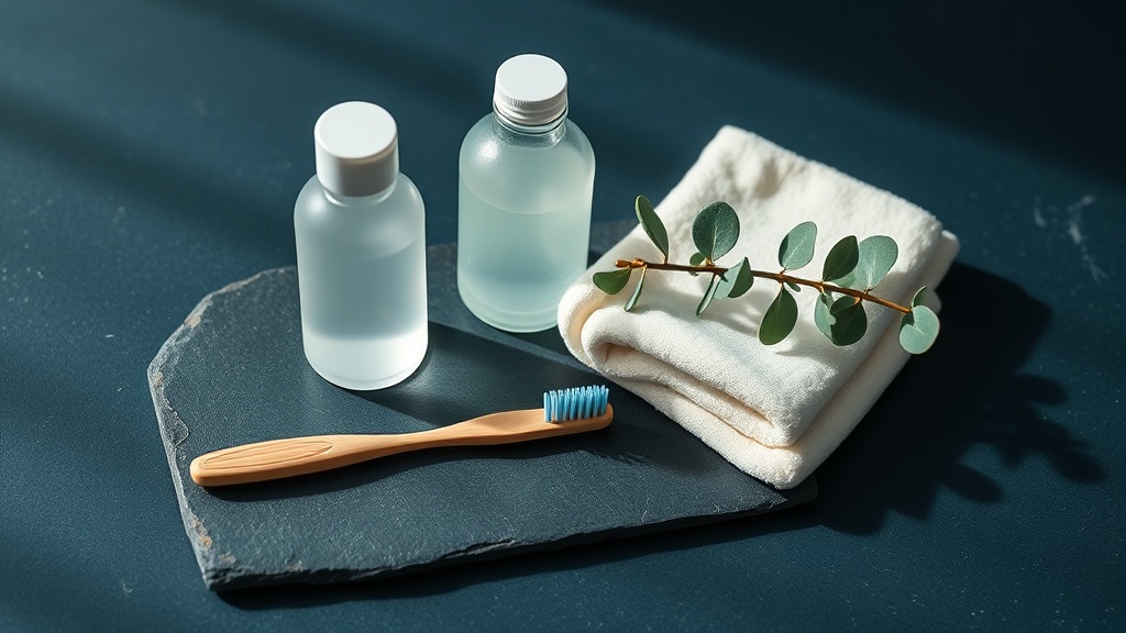 An oral-care rinse representing a complementary fluoride-free routine