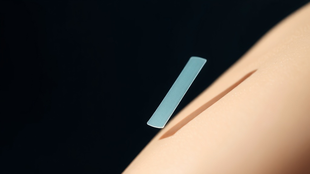 A gentle mouth-tape strip being lifted easily off skin, illustrating easy release