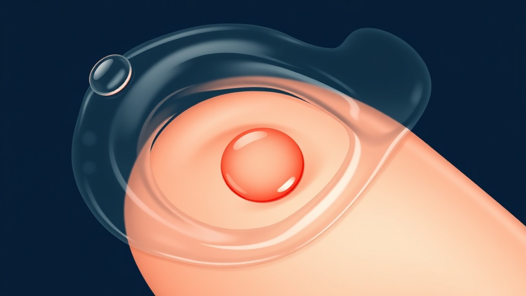 Conceptual illustration of a soft swirl of clear rinse passing over a small ulcer inside the cheek