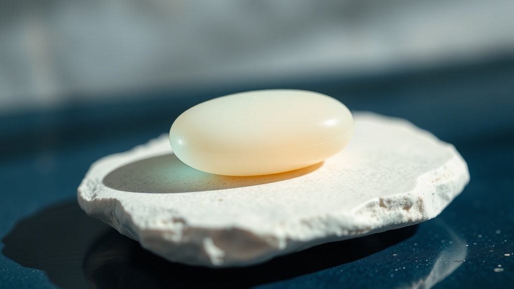 A single oral probiotic lozenge resting on cream stone