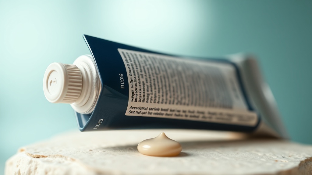 Unbranded toothpaste tube turned to show its ingredient panel
