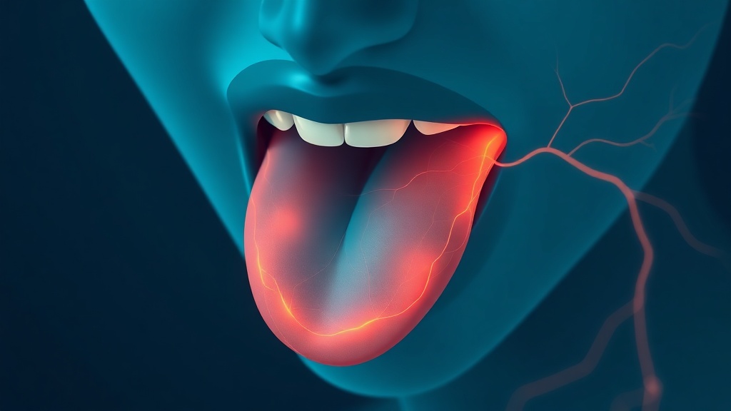 Conceptual illustration of over-active sensory nerves in a healthy-looking tongue