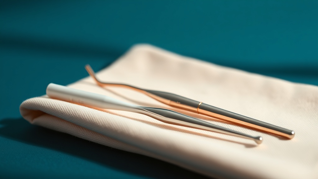 Professional oral-care instruments laid out on cream linen