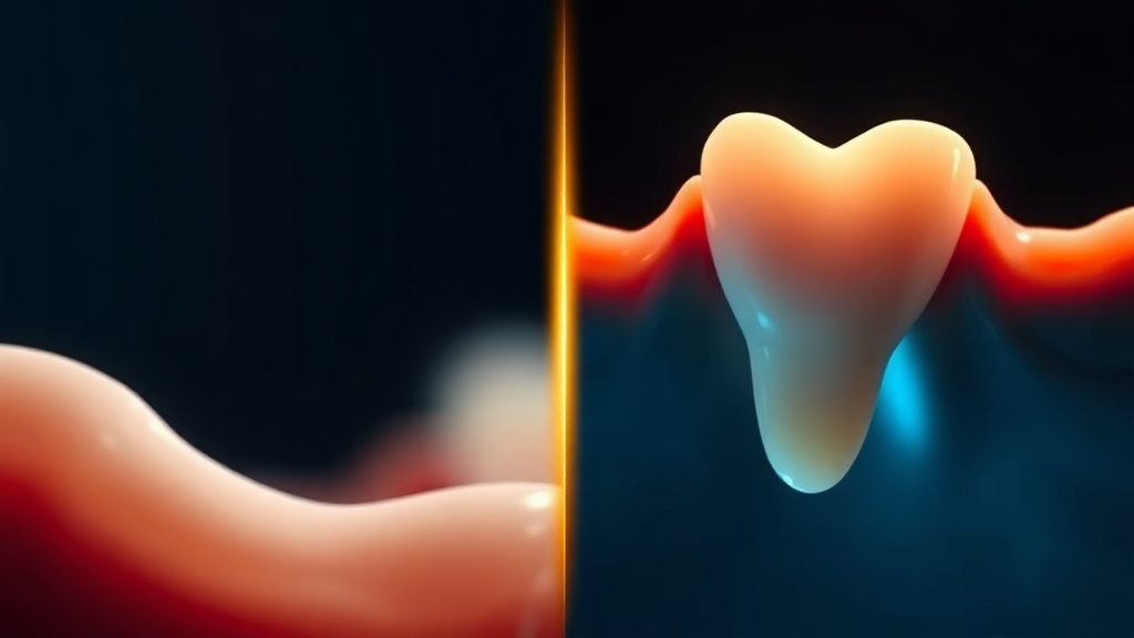 Conceptual illustration contrasting reversible gum inflammation with permanent recession