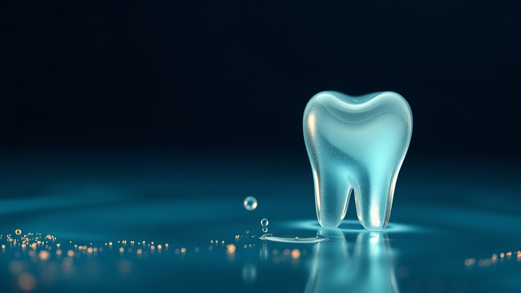 Conceptual image of saliva bathing a tooth surface with mineral