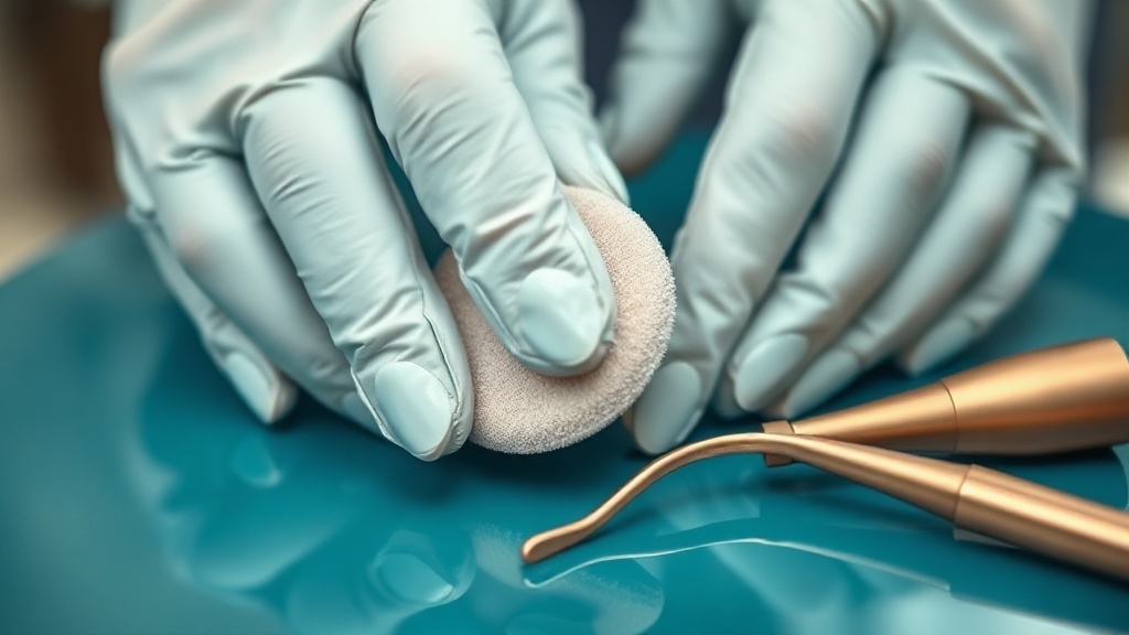 A dental professional gently polishing a glossy ceramic veneer surface with a soft rubber cup