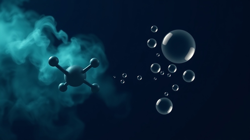 Conceptual illustration of oxygen neutralising a sulfur odour molecule