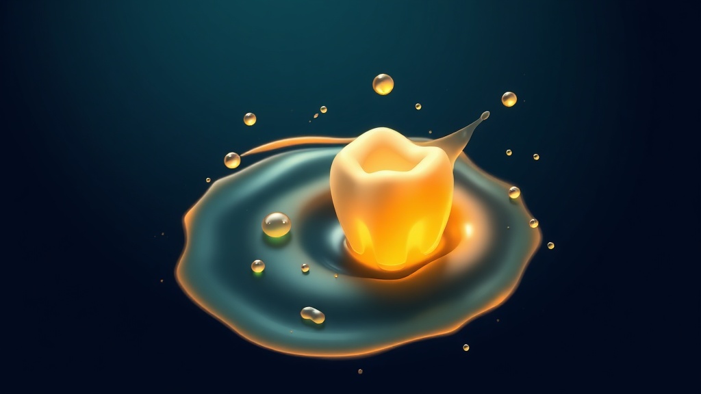 Diagram of coconut oil emulsifying and lifting bacteria from a tooth