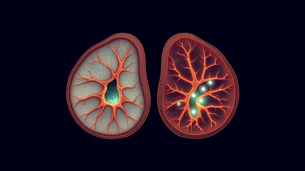 Cross-section comparing shallow smooth tonsil crypts with deep branched cryptic crypts