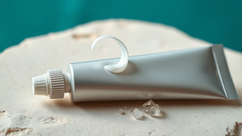 Fluoride-free natural toothpaste tube with mineral crystals