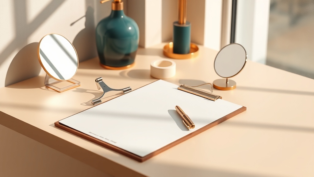 Calm still-life of an insurance estimate and clipboard beside a dental model