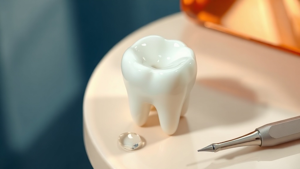 Clinical still-life suggesting gentle minimally-invasive cosmetic enamel care