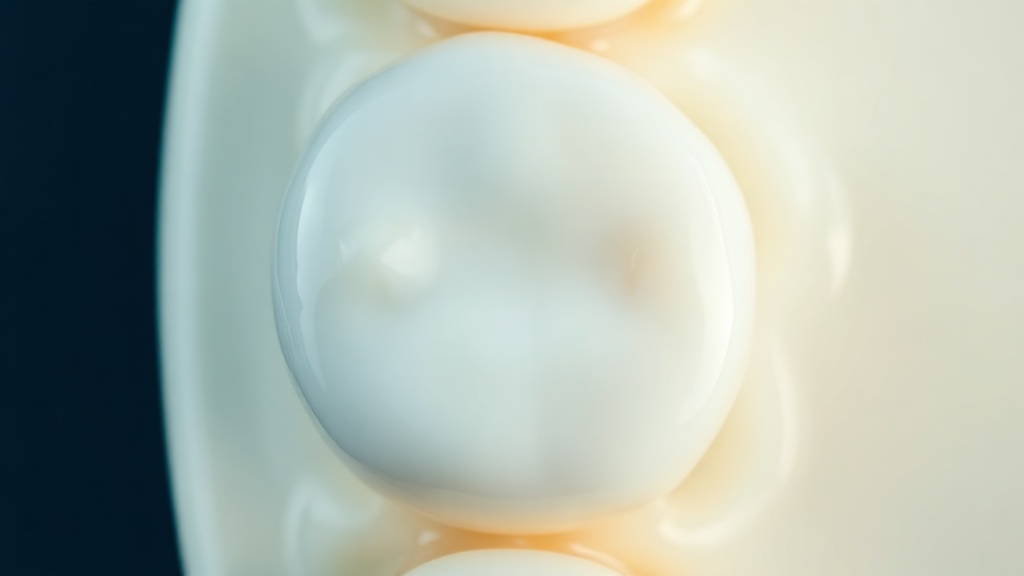 Conceptual close-up of a clear sealant flowing into and smoothing the grooves of a molar