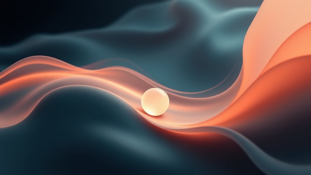 A single pale tonsil stone drifting gently toward a softly glowing throat opening