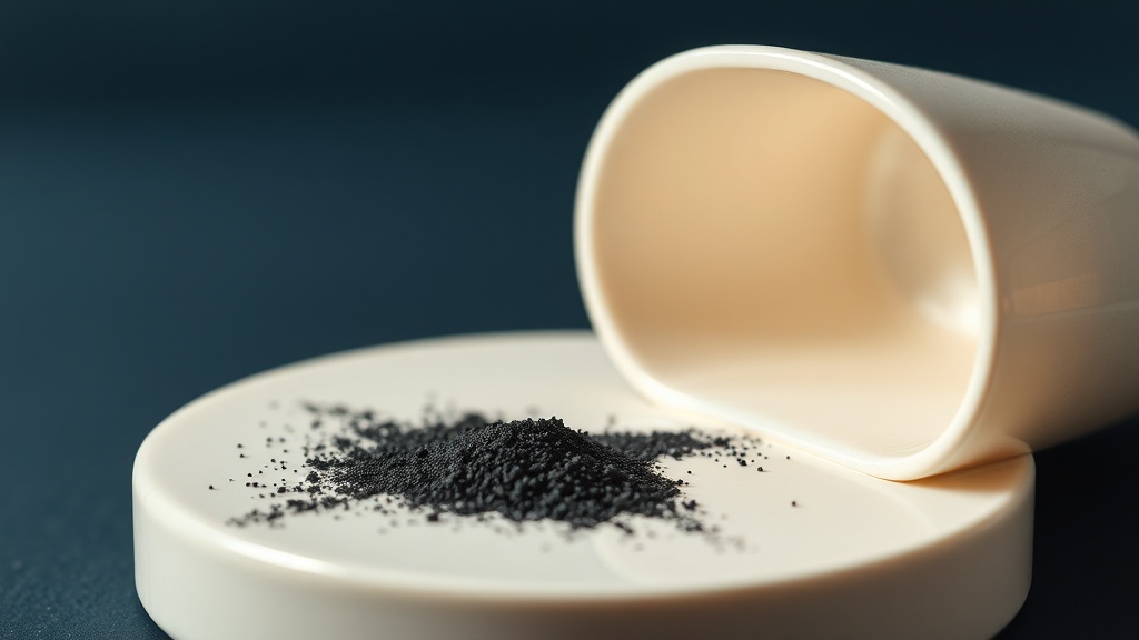 Fine black charcoal powder shown as an abrasive