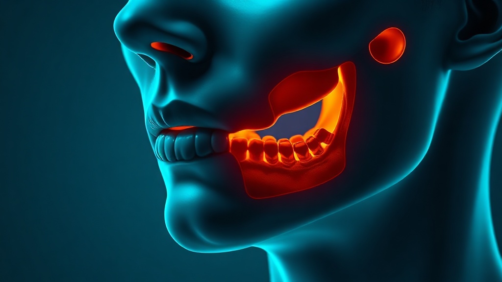 Concept showing the chewing muscle bulking and widening the lower face