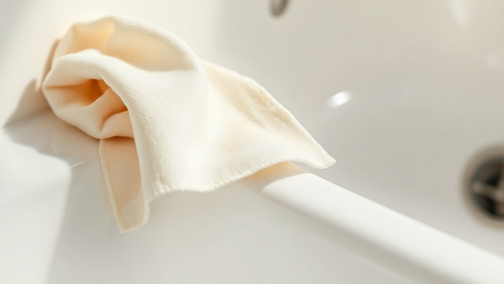A soft cloth wiping a faint film off one half of a glossy white surface, illustrating surface-stain removal