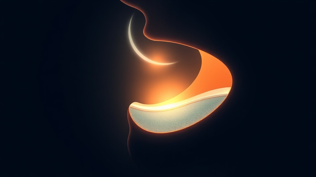 Illustration of the overnight decline in saliva and the thin oral film drying by morning