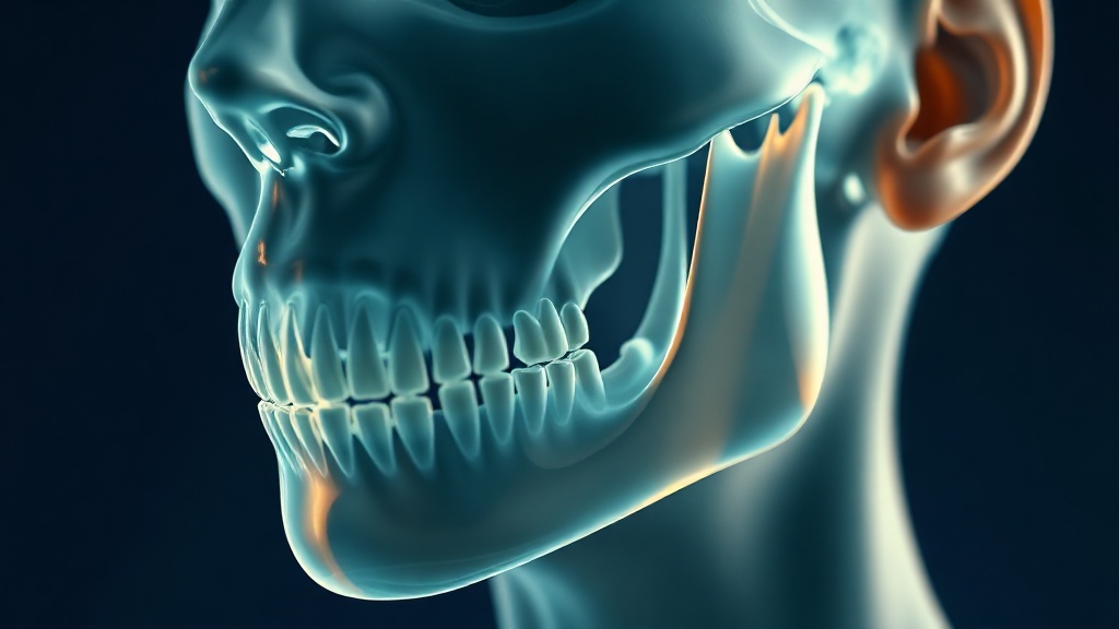 Conceptual rendering of the masseter muscle thickening and broadening across the jaw angle