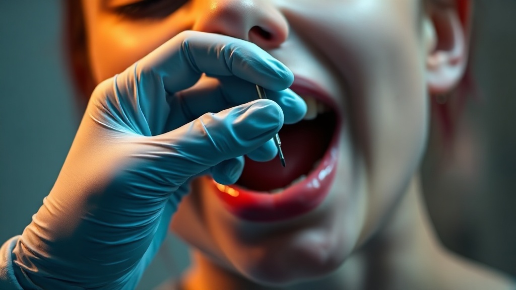 A dentist gently measuring gum pockets with a periodontal probe