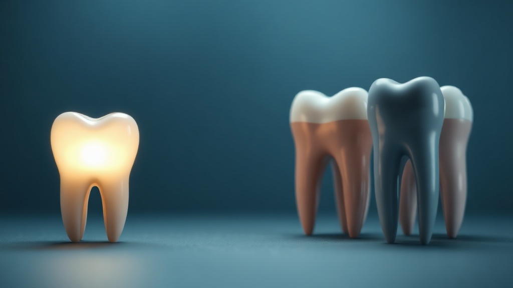 Conceptual dimensional image of a single tooth versus several teeth representing case size and cost