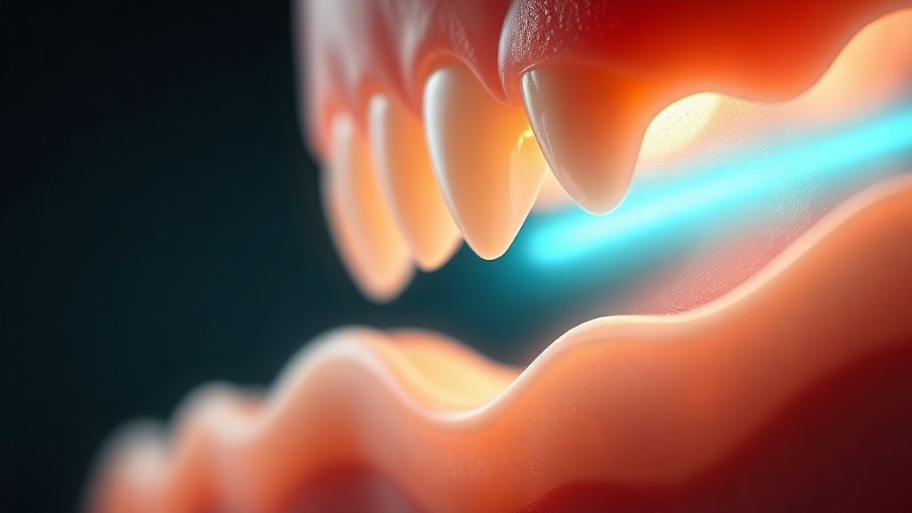Dimensional concept showing a healthy gum margin transitioning to an inflamed, swollen, reddened margin as plaque accumulates