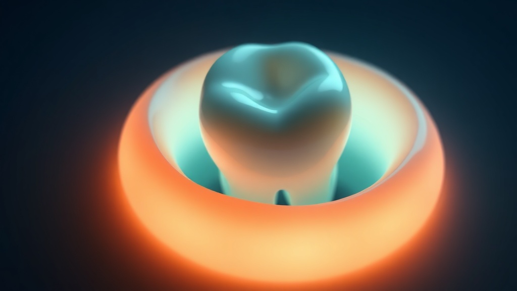 A simple, warm illustration of the small gap between gum and tooth where a gum pocket forms