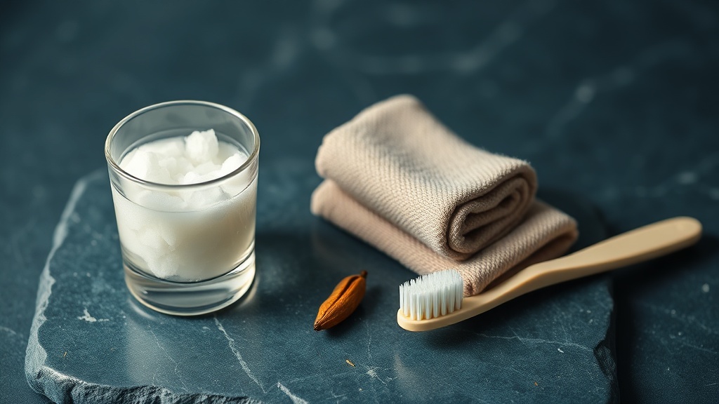 An arrangement of common toothache home remedies on a calm surface