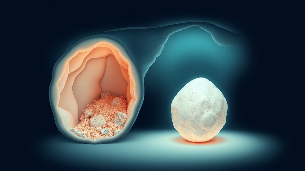 Illustration of debris and bacteria settling into a tonsil crypt and forming a stone