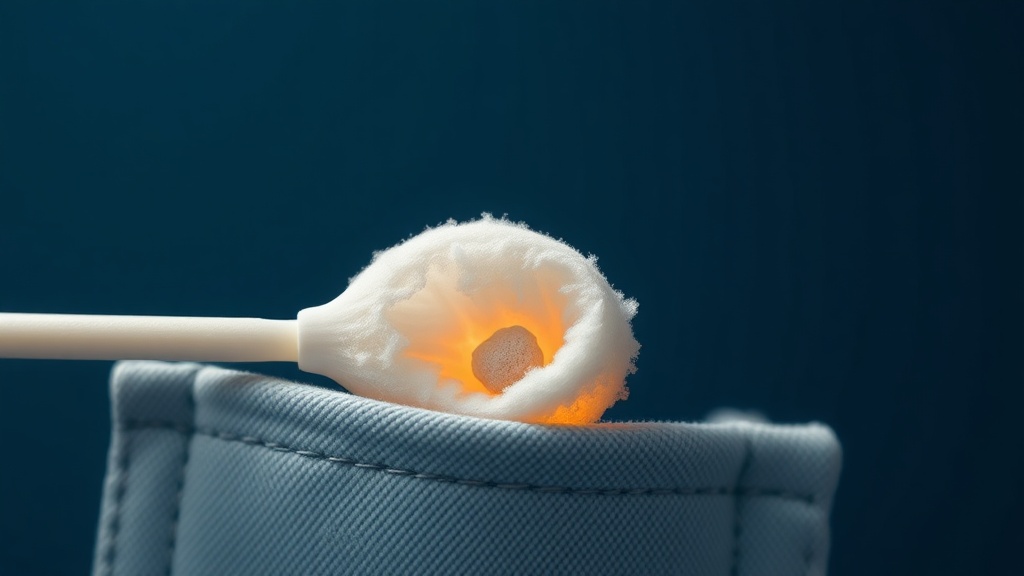 A soft cotton swab rolling gently upward beneath a tonsil fold
