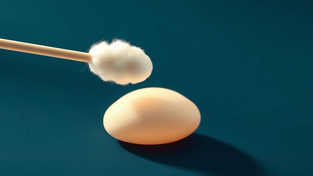 Illustration of the gentle swab roll technique on a tonsil stone