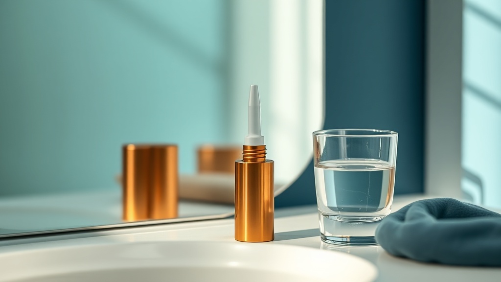 Calm mirror-lit setup for gently rinsing a tonsil stone free