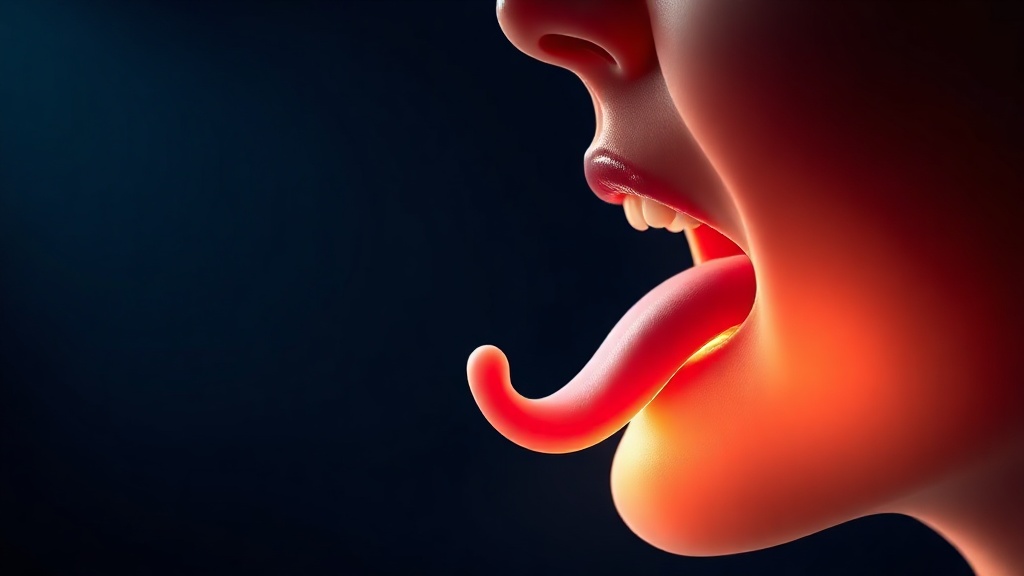 Conceptual illustration of the tongue resting against the roof of the mouth