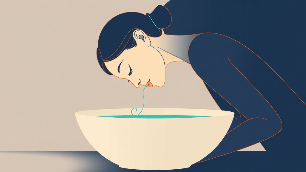A serene figure leaning gently forward with slow nasal breathing