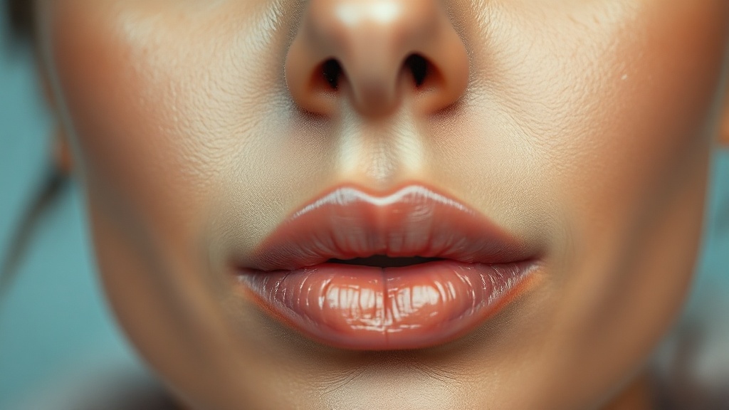Close-up of a relaxed lower face with lips together and teeth slightly apart in the natural resting position
