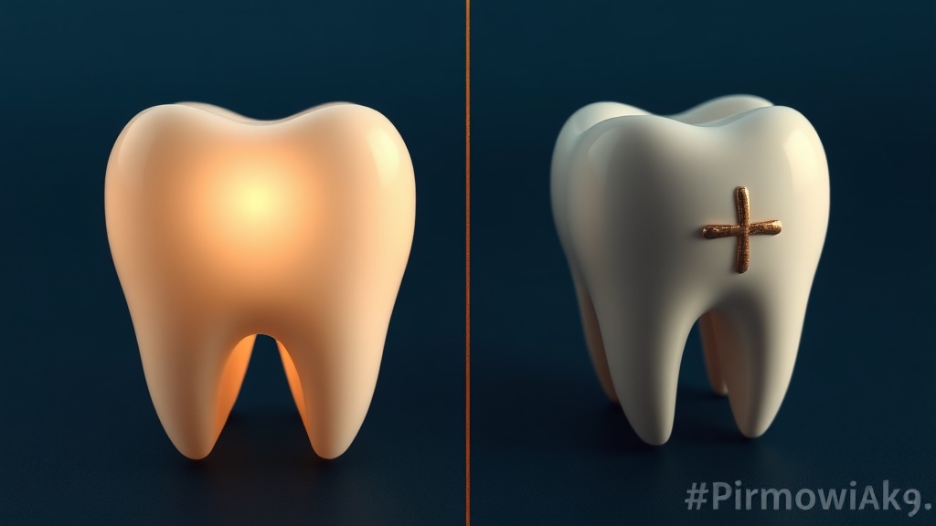 Illustration contrasting realistic gradual benefits with unrealistic cavity-reversal claims