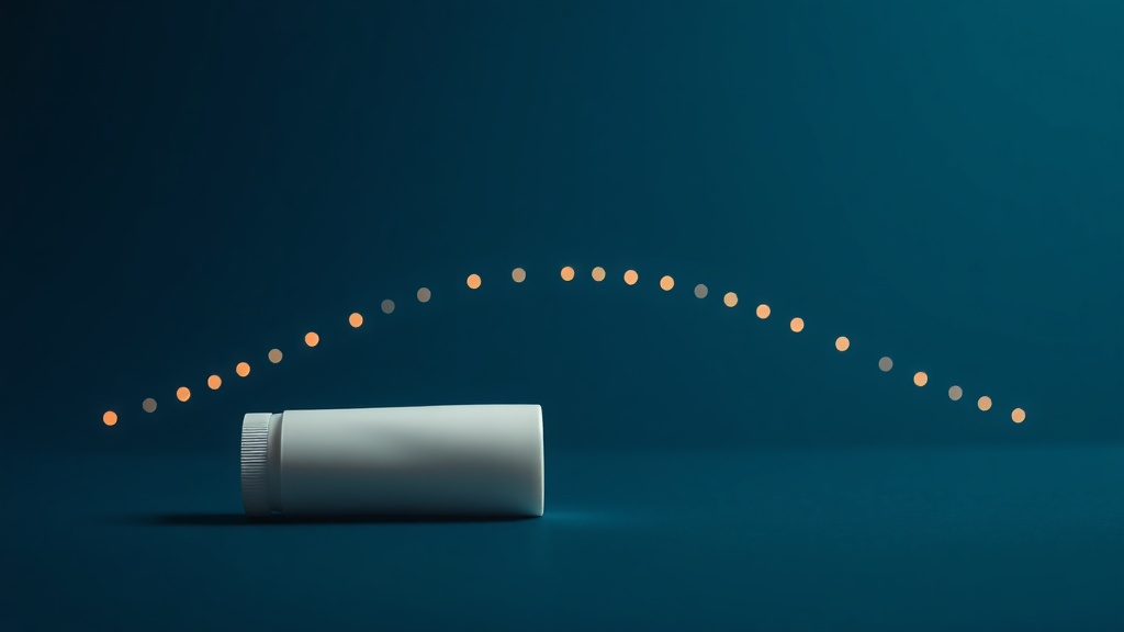 A minimalist toothpaste tube and a calendar-like arc suggesting a several-week trial