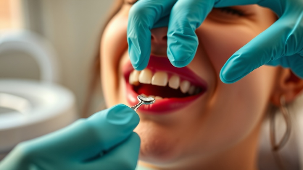 A hygienist gently cleaning along the gumline