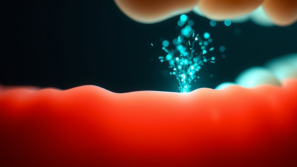 Dimensional concept of a subtle tingling sensation along a healthy-to-irritated gum margin