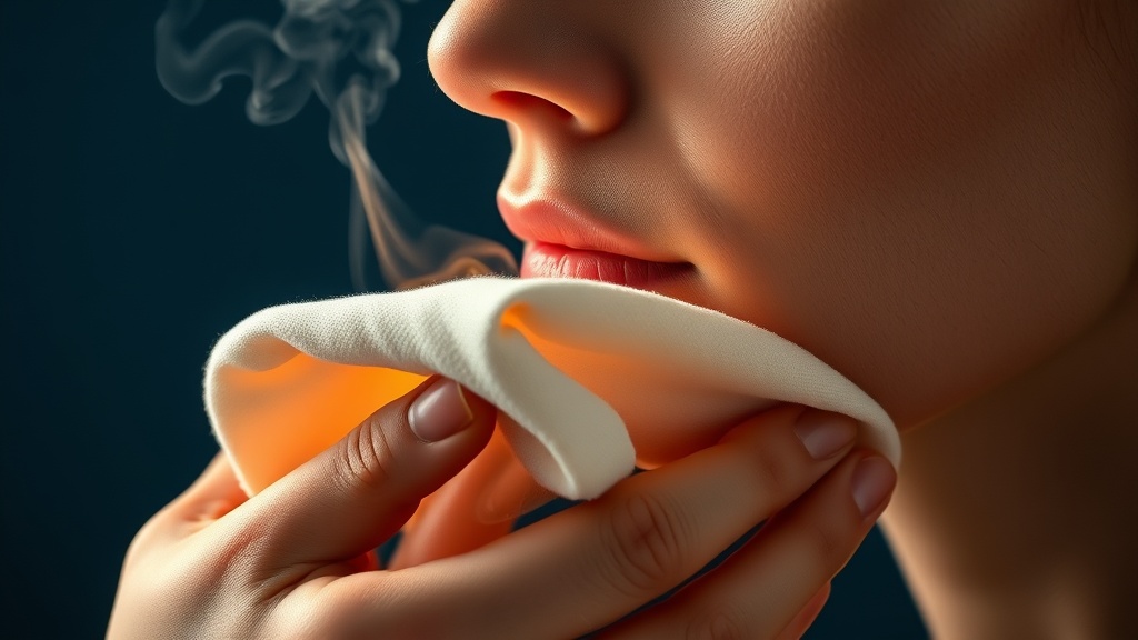 A warm folded cloth compress held against the jaw for gentle relief