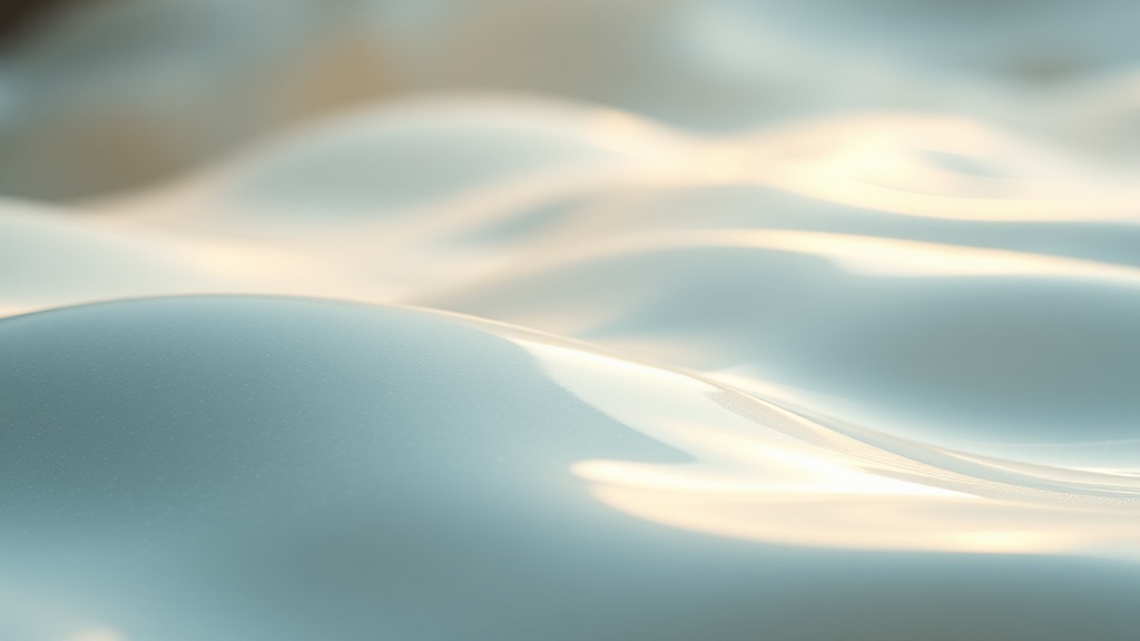 Serene macro of a smooth, glossy, pearlescent enamel-like surface catching soft light.