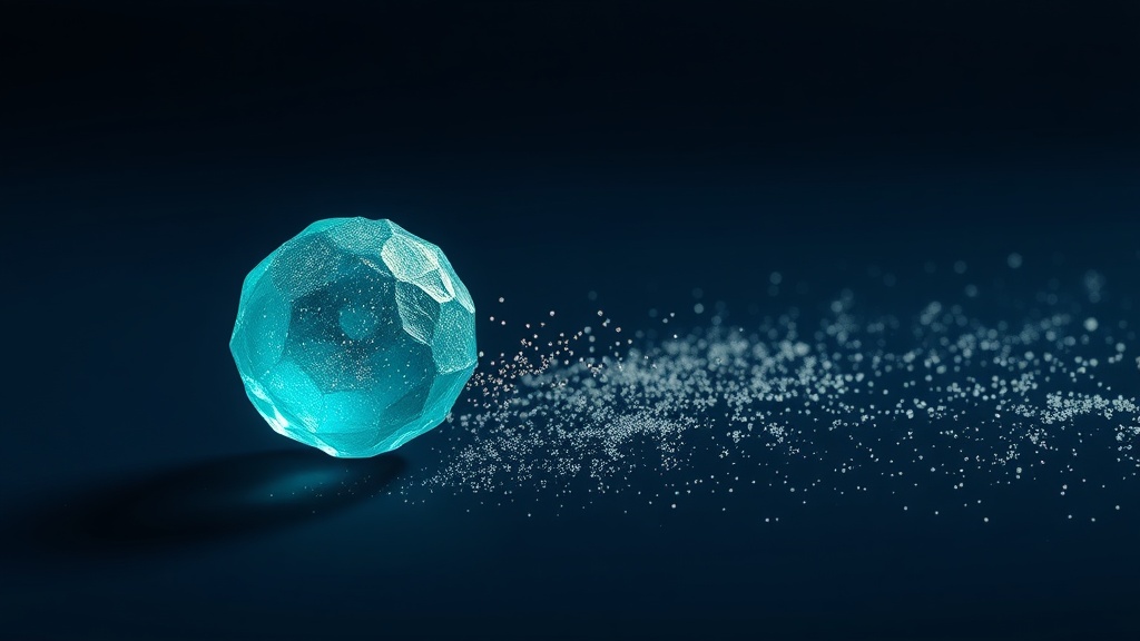 Illustration of a hydroxyapatite particle dissolving into calcium and phosphate ions