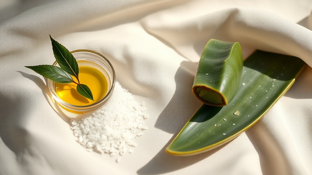 A calm arrangement of natural remedies beside a healthy smile