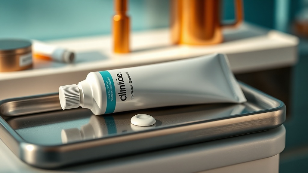 Prescription high-fluoride toothpaste tube on a clinical tray